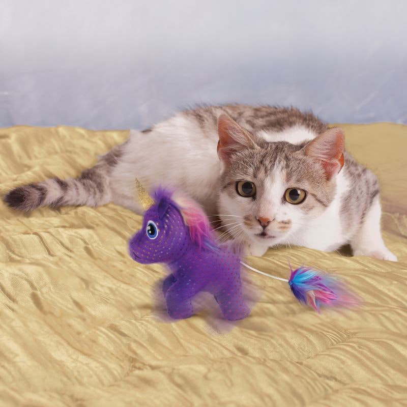 KONG KATT Enchanted Buzzy Unicorn/Enhörning Lila 10cm med kattmynta