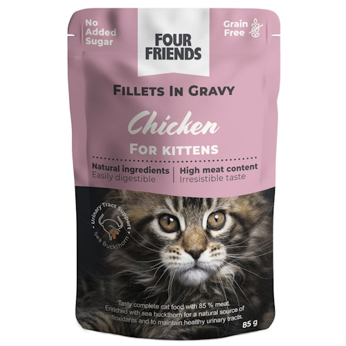 Four Friends Kitten Chicken in Gravy Pouch 85 gr