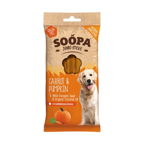 Soopa Jumbo Dental Stick Carrot & Pumpkin, veganskt  2 styck/170g