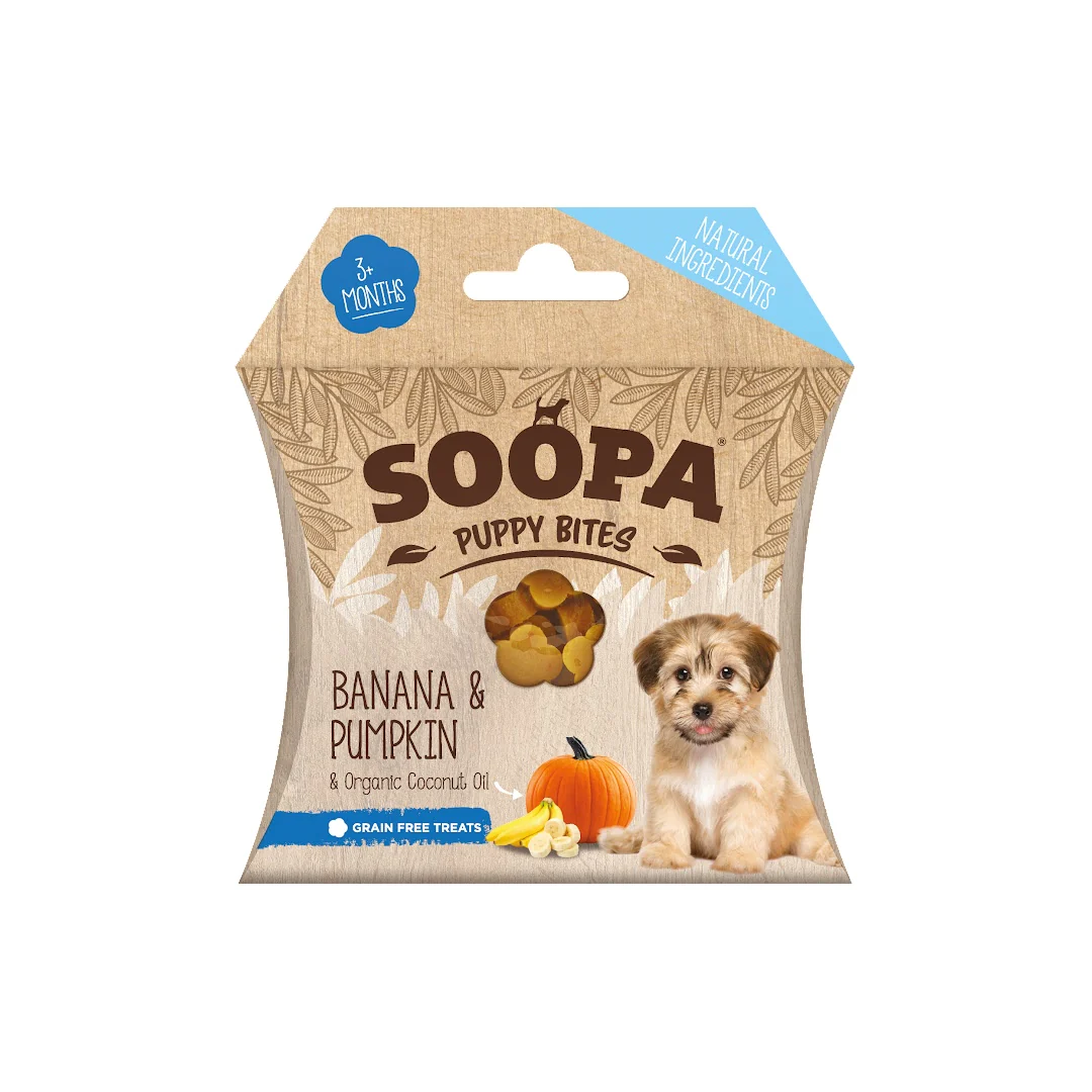 Soopa Healthy Training Bites for Puppies Banana & Pumpkin , veganskt 50g
