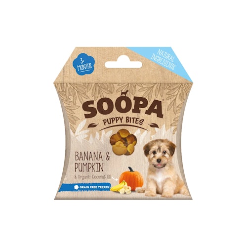 Soopa Healthy Training Bites for Puppies Banana & Pumpkin , veganskt 50g