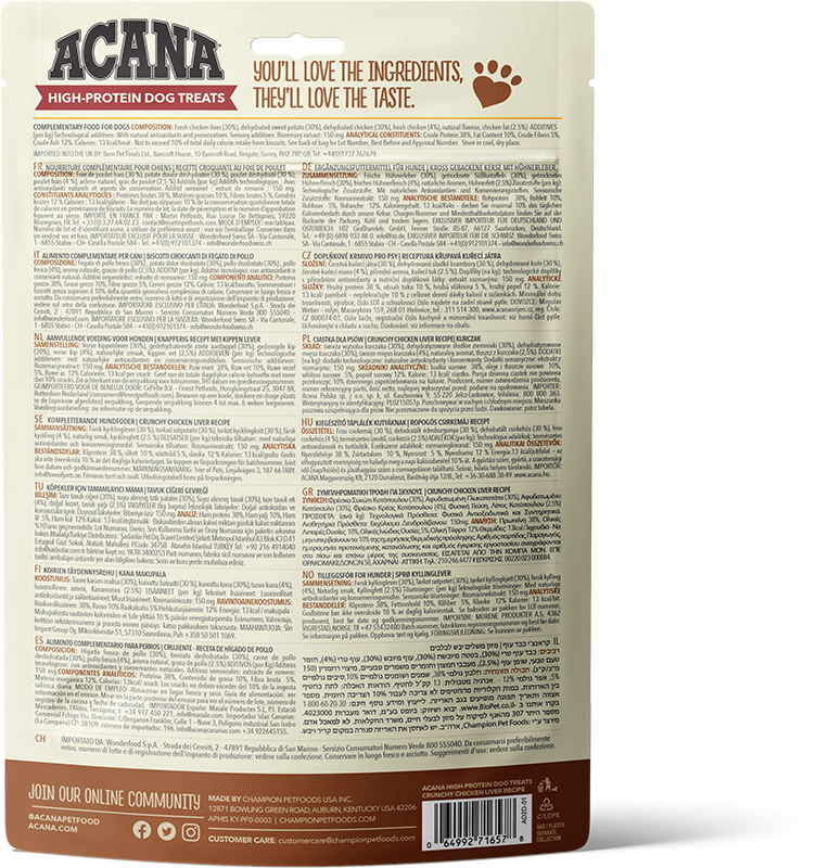 Acana High Protein Crunchy treats med kycklinglever - 100 gr