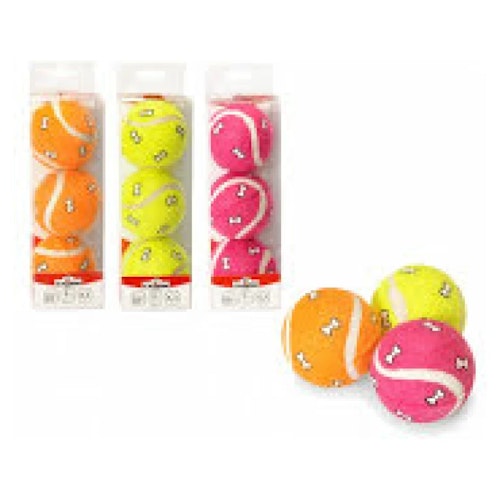Tennisbollar med tassavtryck 3 pack Blandade färger