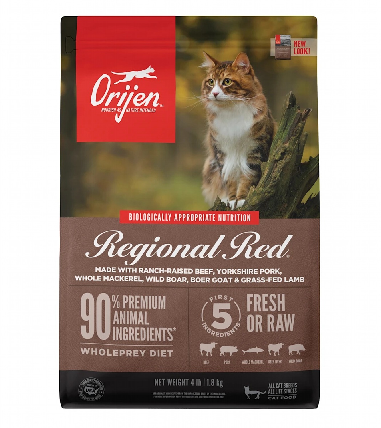 ORIJEN Cat Regional Red Fresh Meats. Gräsuppfött rött kött. Spannmålsfritt