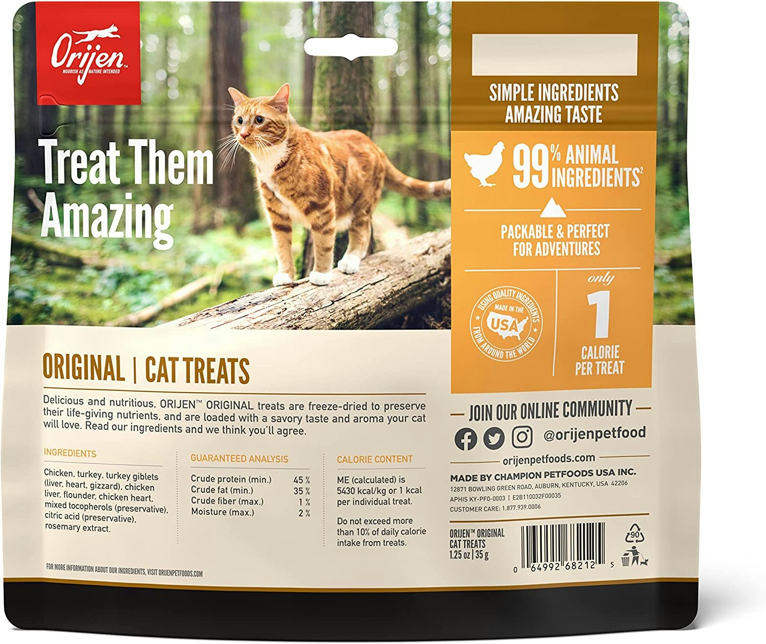 Orijen Cat Treats Original Kyckling & Kalkon - Frystorkat Kattgodis 35 gram