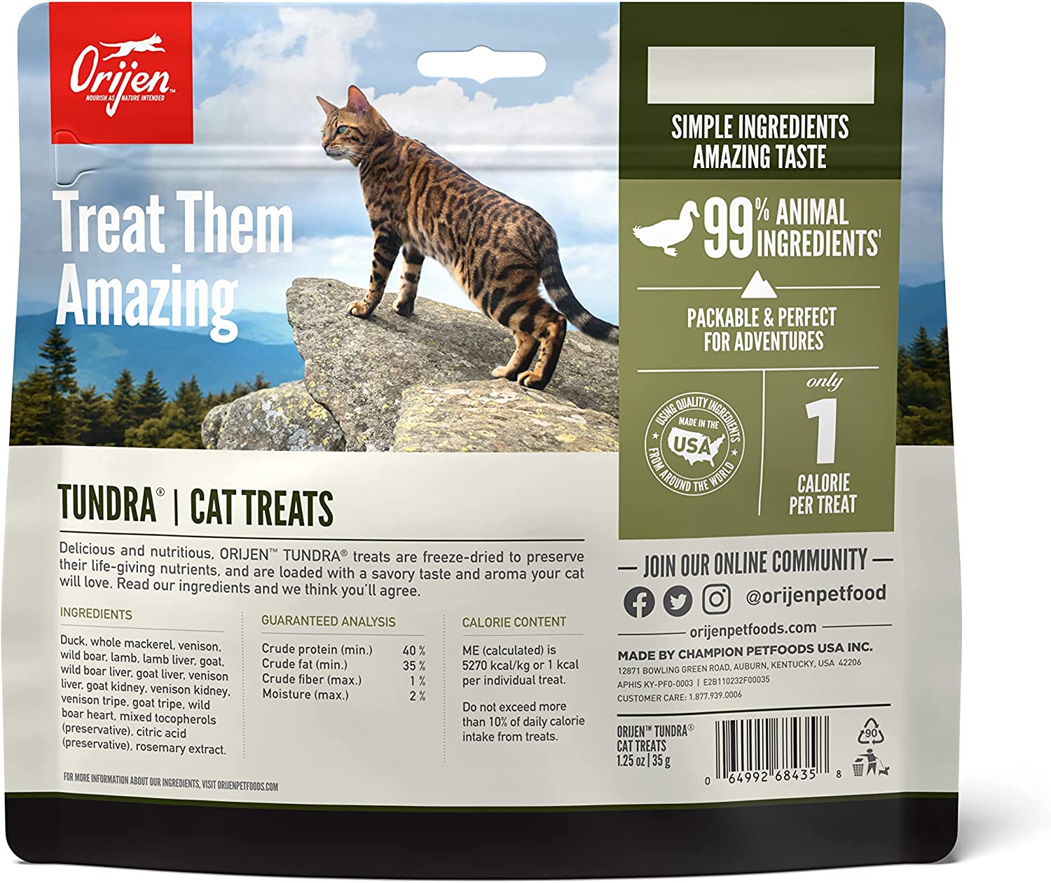 Orijen Cat Treats Tundra/Hjort & Fisk - Frystorkat Kattgodis 35 gram