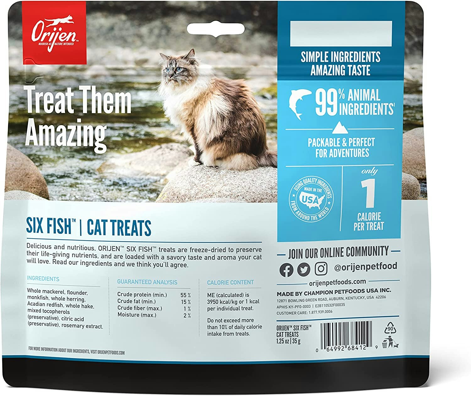 Orijen Cat Treats Six Fish/Fisk - Frystorkat Kattgodis 35 gram