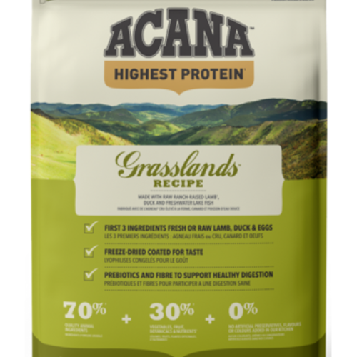 Acana Dog Highest Protein Grasslands®- anka,lamm,fisk,kalkon- spannmålsfritt 6 kg/11,4 kg