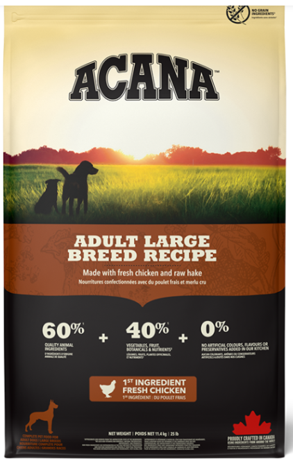 Acana Dog Adult Large Breed - kyckling, fisk, kalkon, ägg -spannmålsfritt 11,4 kg/17 kg
