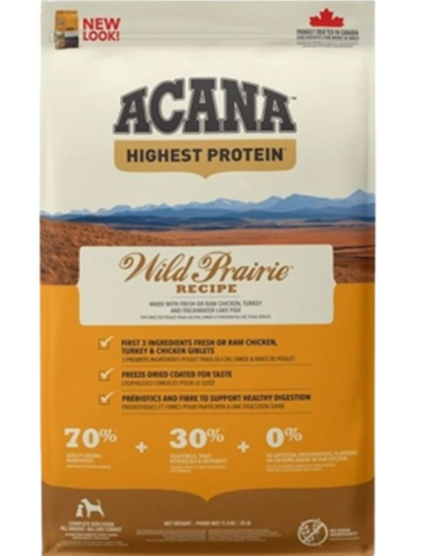 Acana Dog Highest Protein Wild Prairie® -Kyckling, Ägg, Fisk, Kalkon- spannmålsfritt 6 kg/11,4 kg