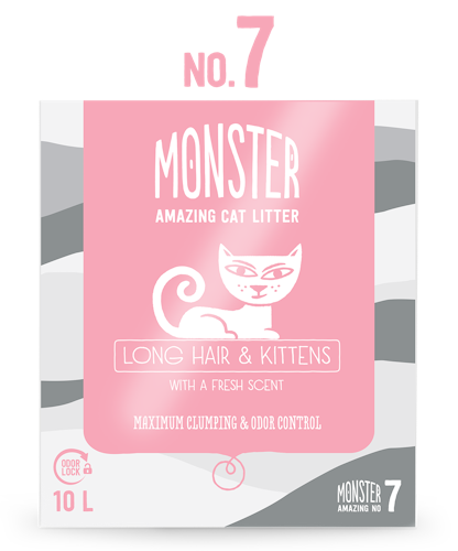 Monster Kattsand Long Hair & Kittens Scented  (långhårig katt & kattunge, parymerad) 10 liter