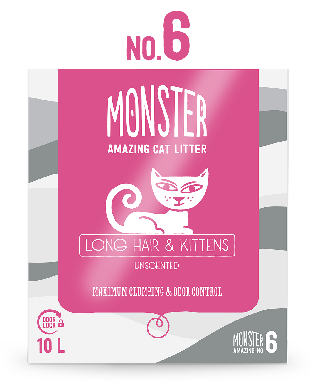 Monster Kattsand Long Hair & Kittens Unscented (långhårig katt & kattunge, oparymerad) 10 liter