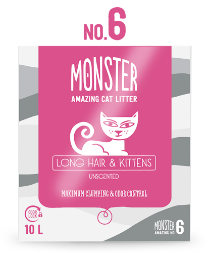 Monster Kattsand Long Hair & Kittens Unscented (långhårig katt & kattunge, oparymerad) 10 liter