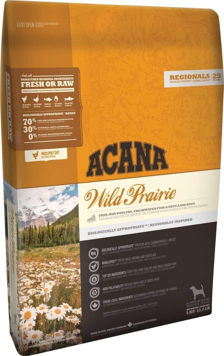 Acana Dog Highest Protein Wild Prairie® - kyckling,kalkon,fisk- spannmålsfritt 6 kg/11,4 kg