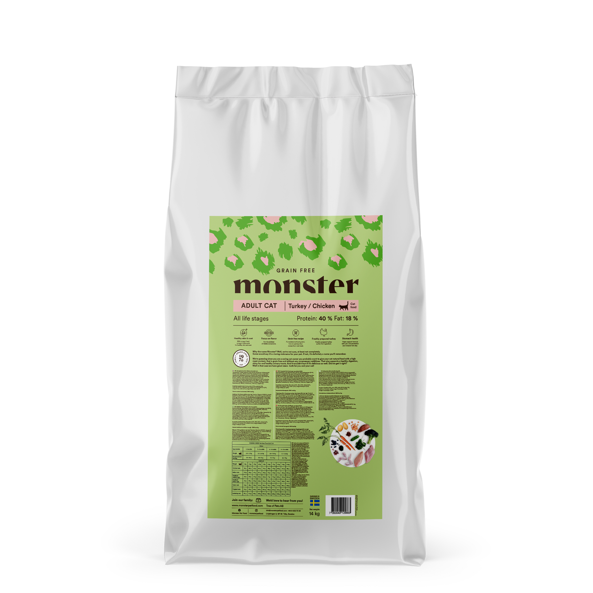 Monster Cat Grain Free Adult - kyckling/kalkon- 2 kg/6 kg/10 kg