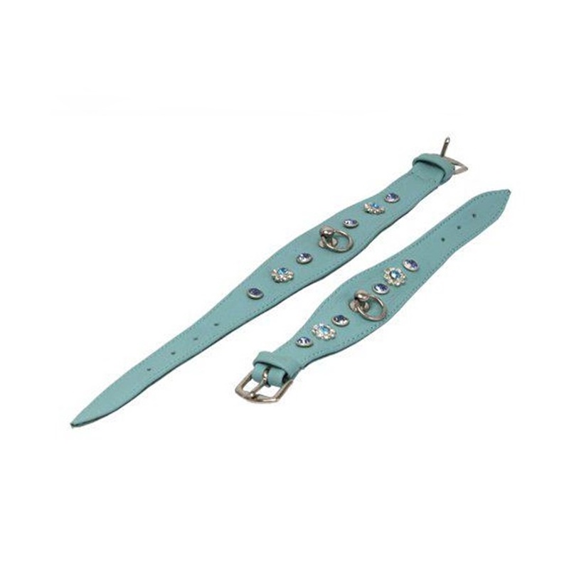 Ozami Halsband Lammskinn med strass, 20cm Ljusblå