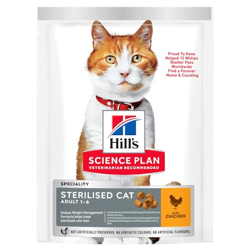 HILL'S SCIENCE PLAN Sterilised Cat ADULT med Kyckling. 1,5 kg/3 kg/7 kg/15 kg 1-6 år