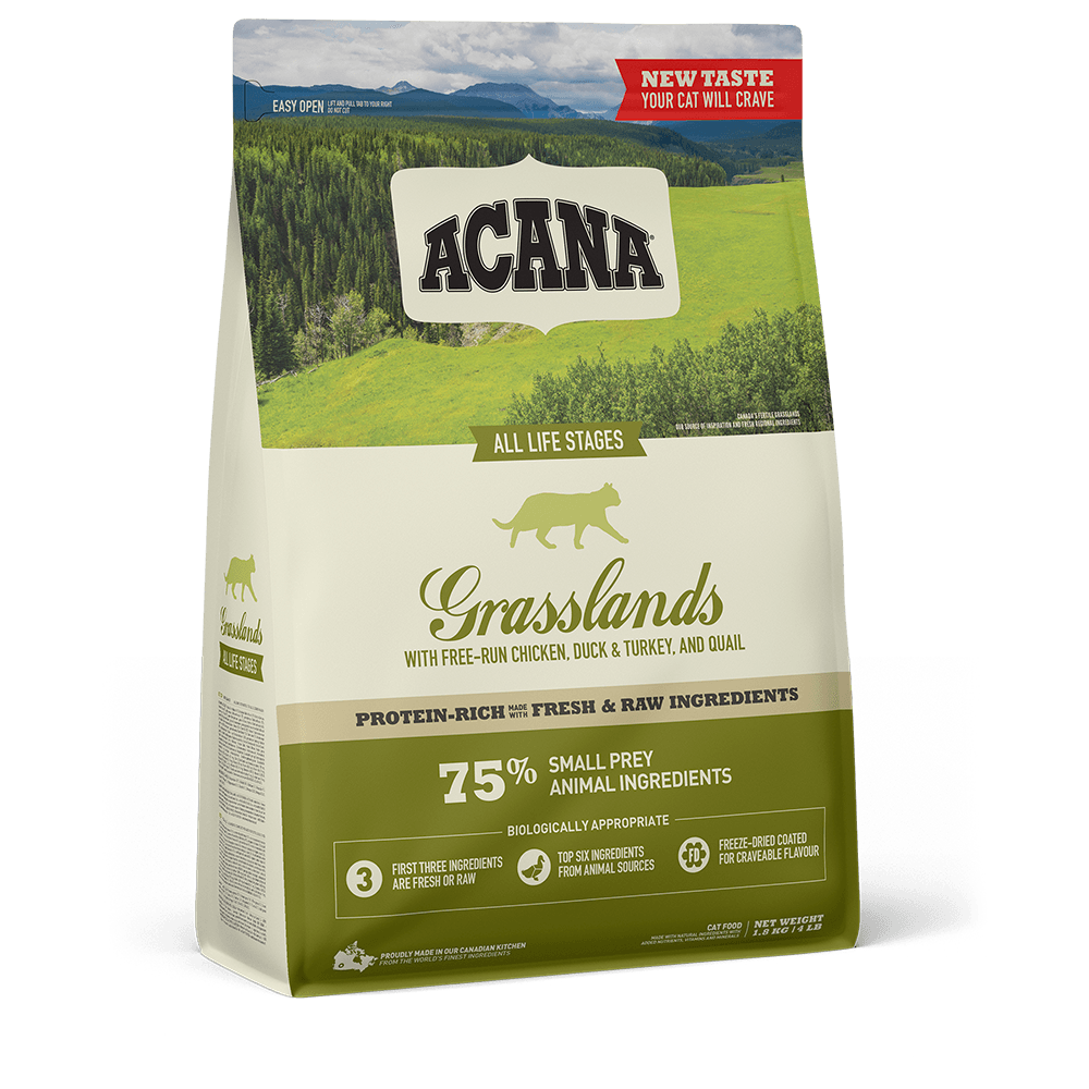 Acana Cat Grasslands - spannmålsfritt med kyckling, anka, ägg, fisk och kalkon 4,5 kg