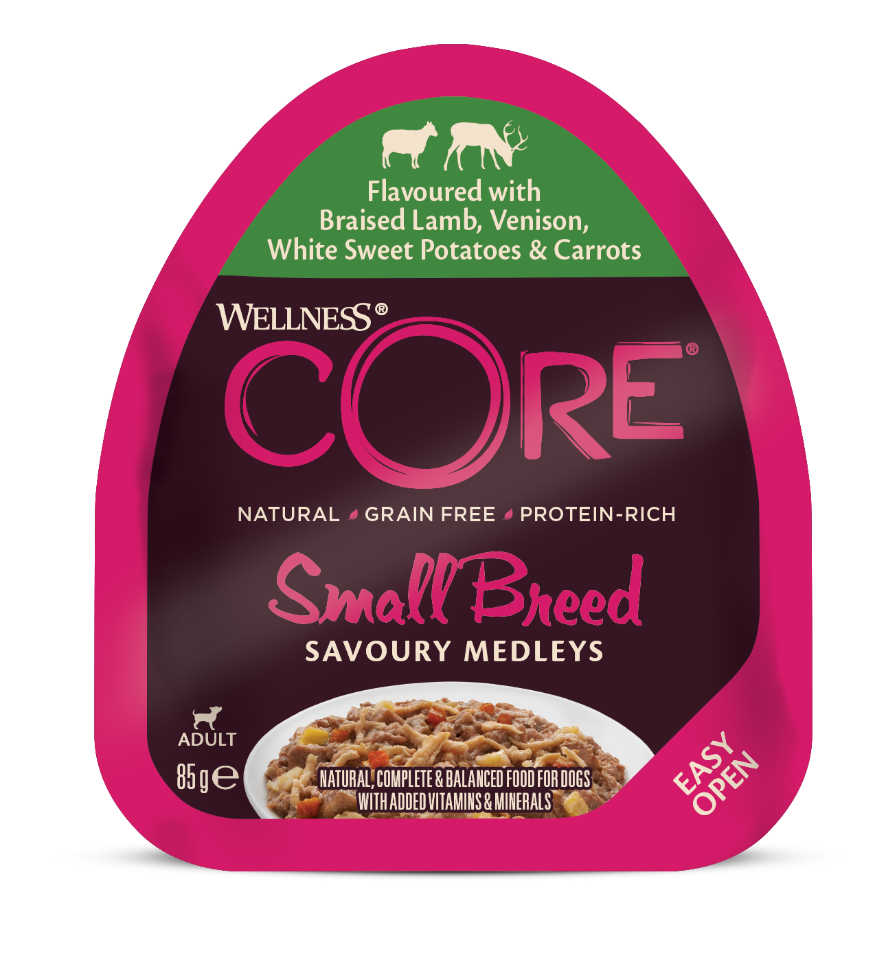 Wellness CORE Small Breed Savory Medleys- bräserat lamm & vilt  85 gr
