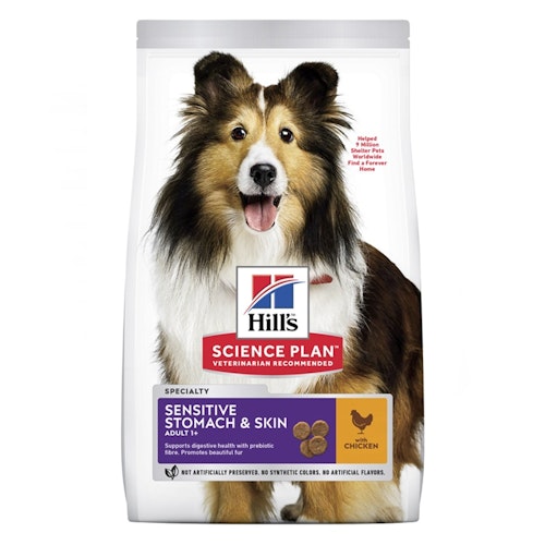 HILL'S SCIENCE PLAN Sensitive Stomach & Skin Medium Adult med Kyckling 14kg