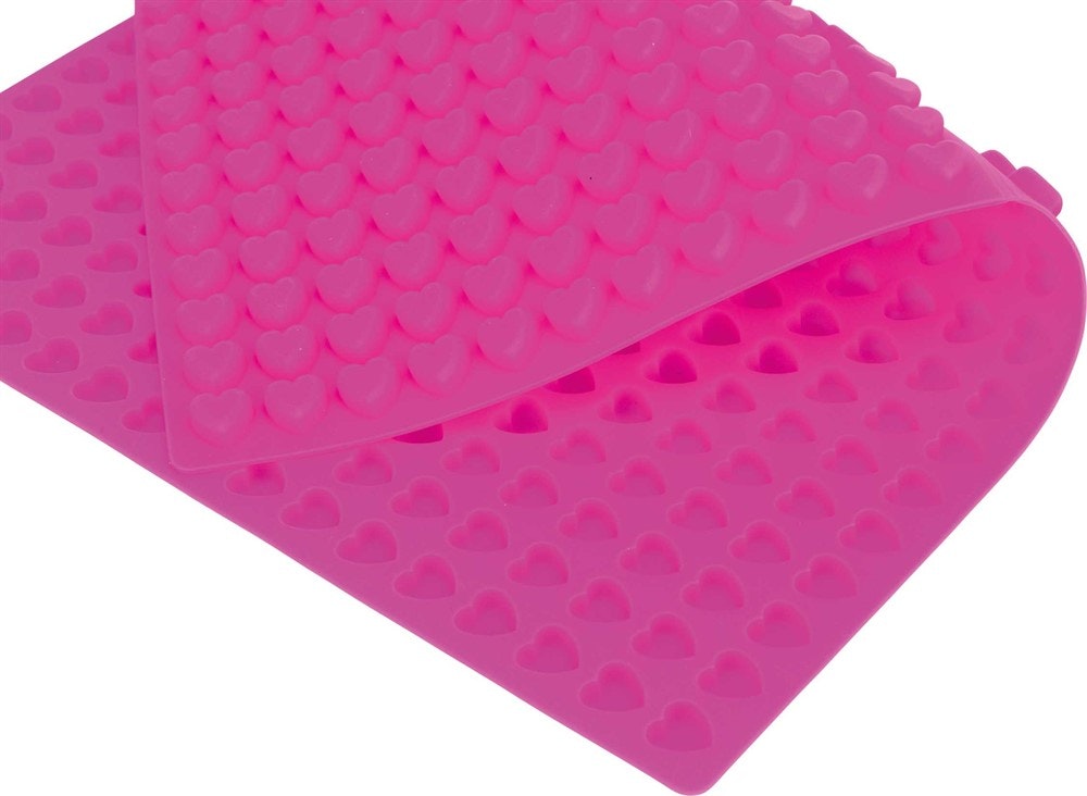 Bakform, hjärtan, silikon, 38 × 28 cm, rosa