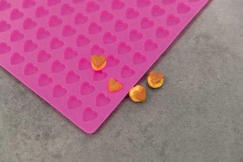 Bakform, hjärtan, silikon, 38 × 28 cm, rosa