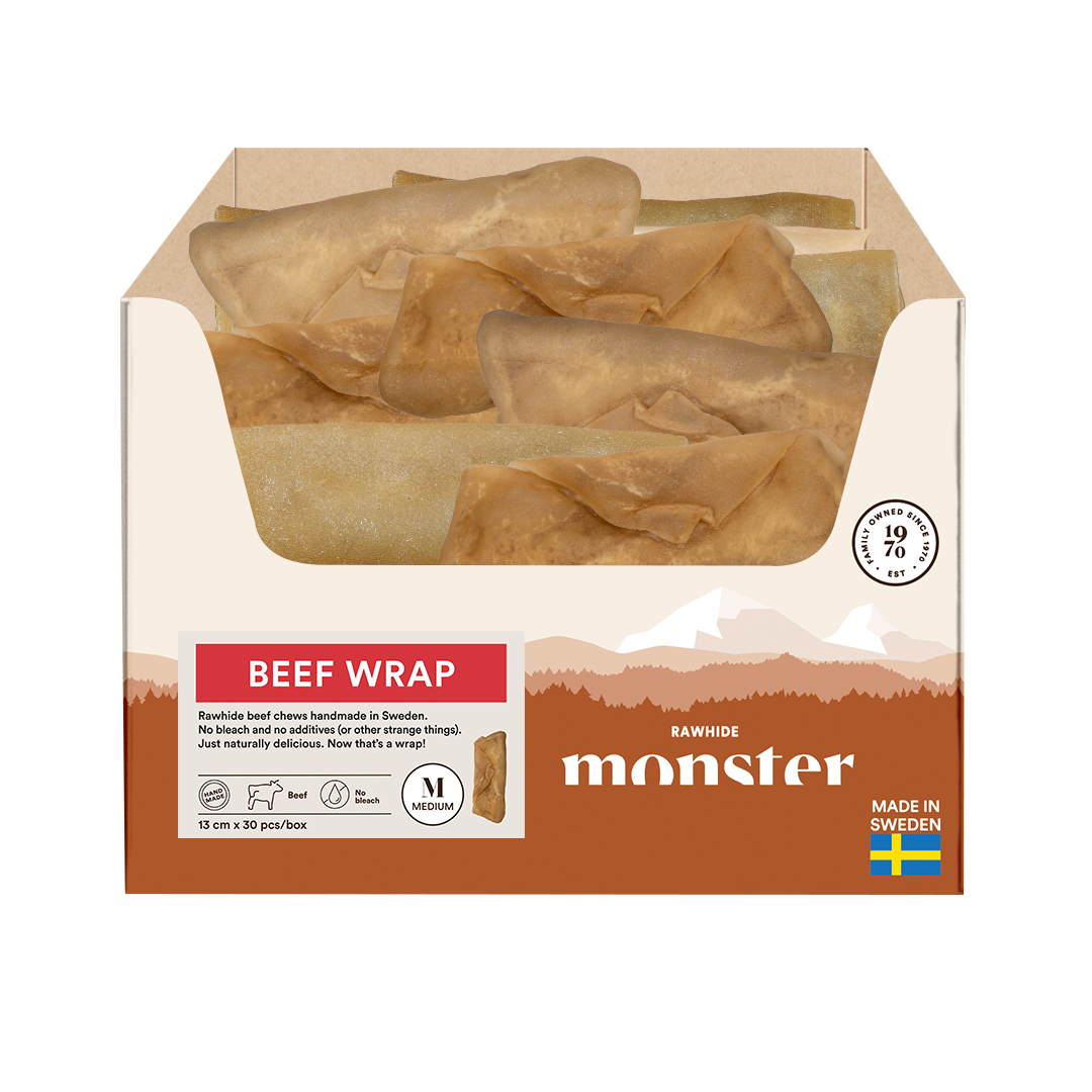 Monster Rawhide Beef Wrap M/L- 100 % svensk råhud av nöt.