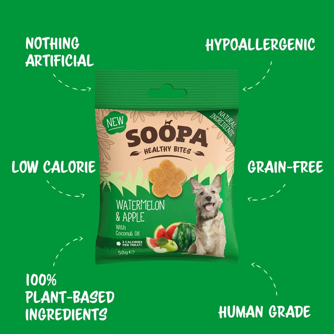 Soopa Healthy Bites Watermelon & Apple 50g (vattenmelon & äpple), veganskt