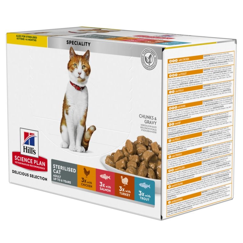 Hills Feline Adult Sterilised Chicken, Fish 12x85g