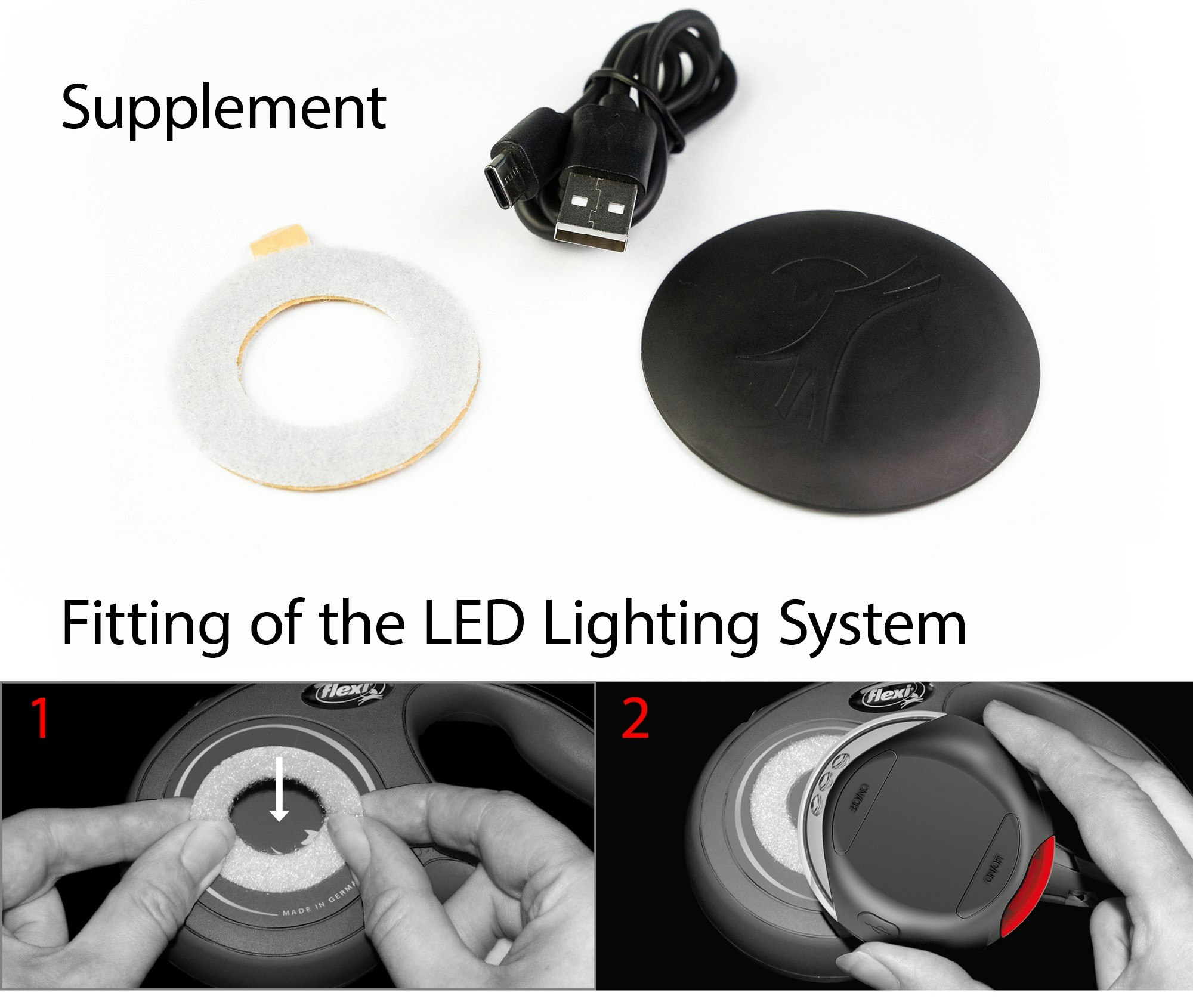 LED-belysning till Flexikoppel. laddas via USB, ø 7 cm,