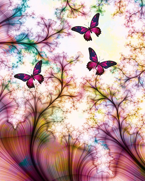 Graphic Art "Butterflies in abstract world"