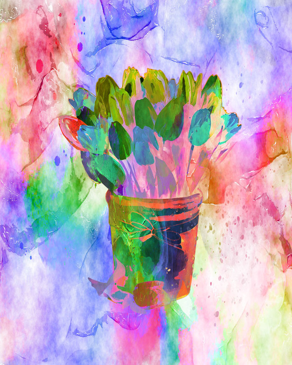 Graphic Art "Happy tulips in happy colors"