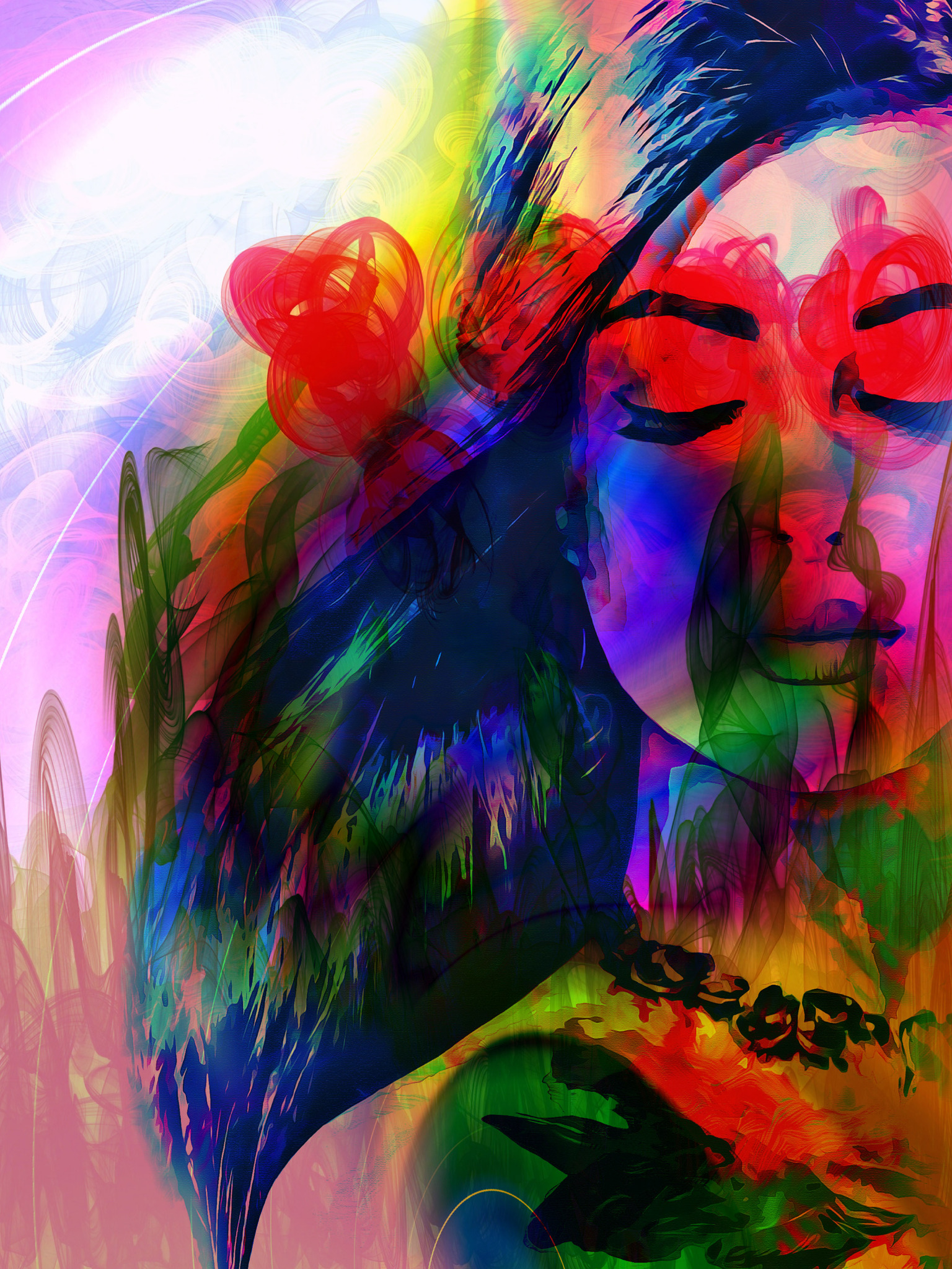 Graphic Art "The beautiful woman's inner face"