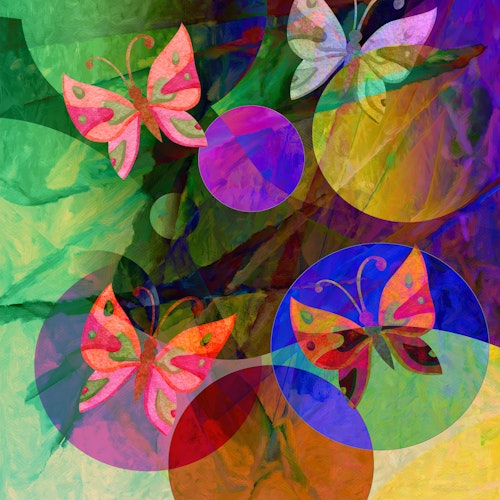Graphic Art "Butterflies in abstract space color"