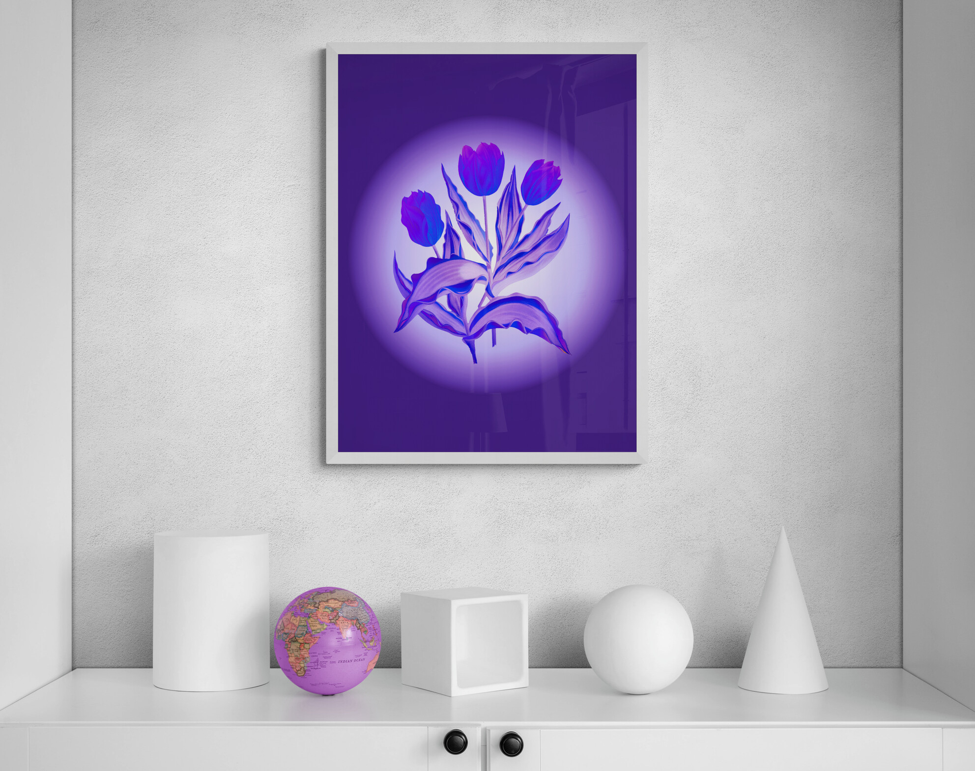 Graphic Art "Tulips in an abstract purple world"