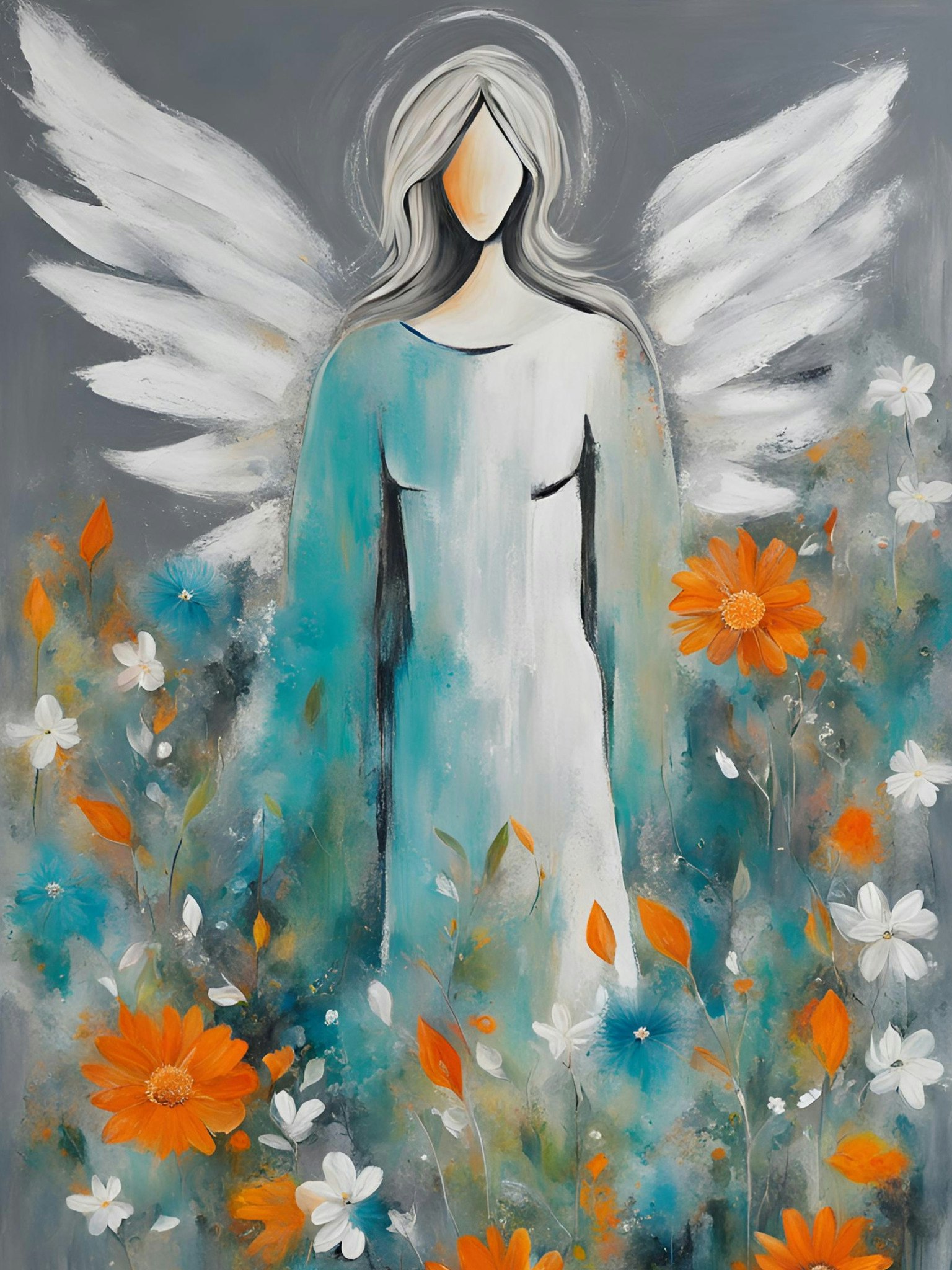 Graphic Art "Angel in flowers"