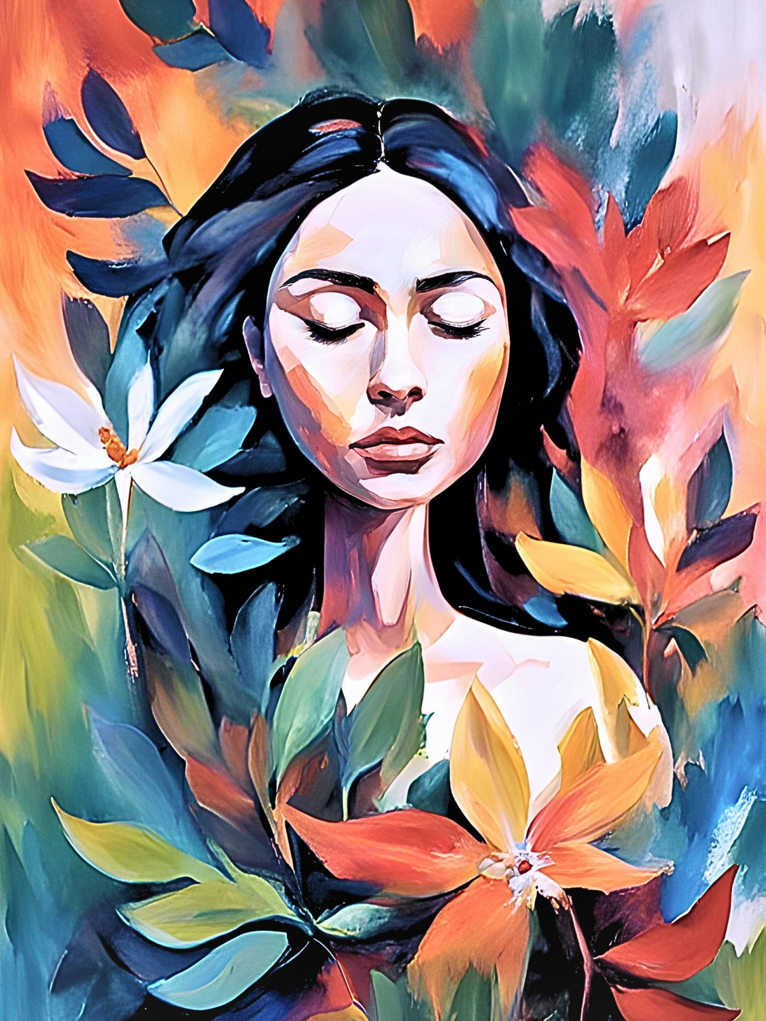 Graphic Art "The beautiful woman's inner face"