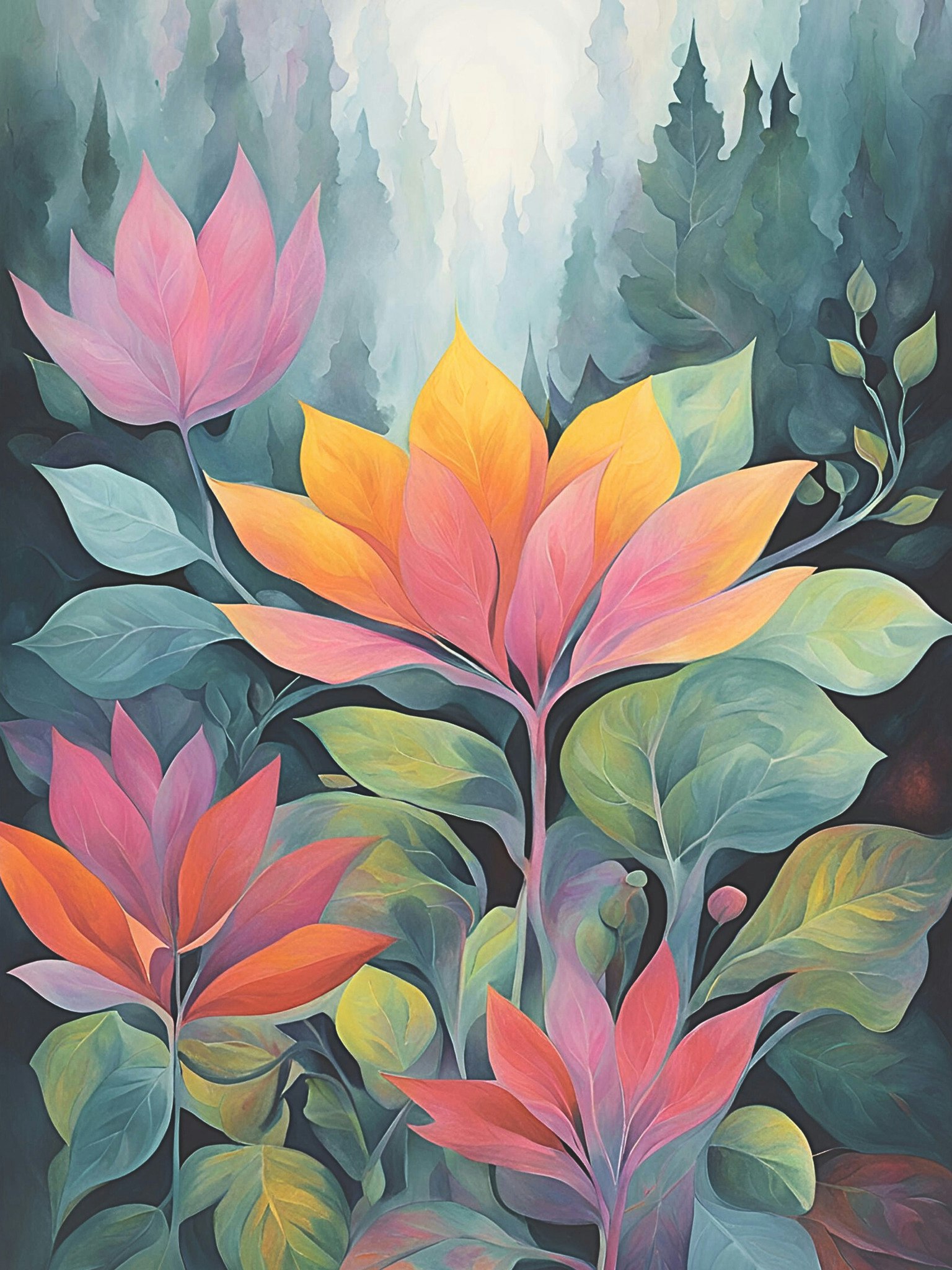 Graphic Art "Forest light at dawn"