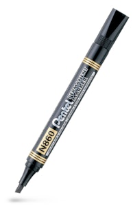 Märkpenna svart Pentel N860 med skuren spets 12 st