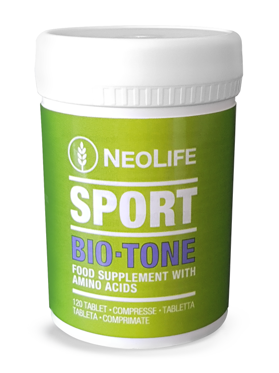 Använd Bio-Tone när du tränar och för att behålla formen! Exklusiva Neo Life SPORT Bio-Tone innehåller aminosyrorna L-Arginin, L-Orni tin och L-Tyrosin samt det väsentliga näringsämnet Cholin och Inos