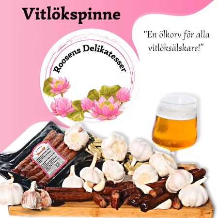 Smakrika närproducerade ölkorvar  Vitlöks Pinne