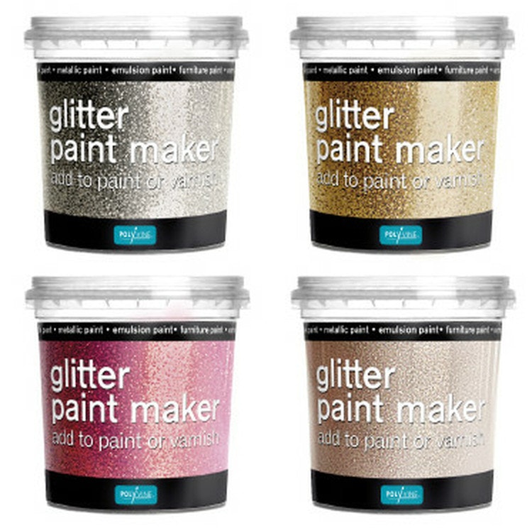 Polyvine Glitter Paint Maker Gold, Pink, Rainbow & Silver for Varnish