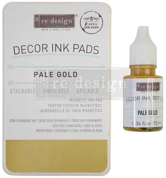 STÄMPEL FÄRG Design with Prima - Stämpeldyna + färg 10ml - PALE GOLD