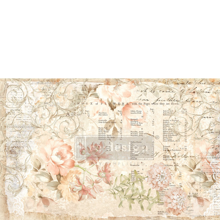 Re Design Tissue Paper - Floral Parchment 48x76cm