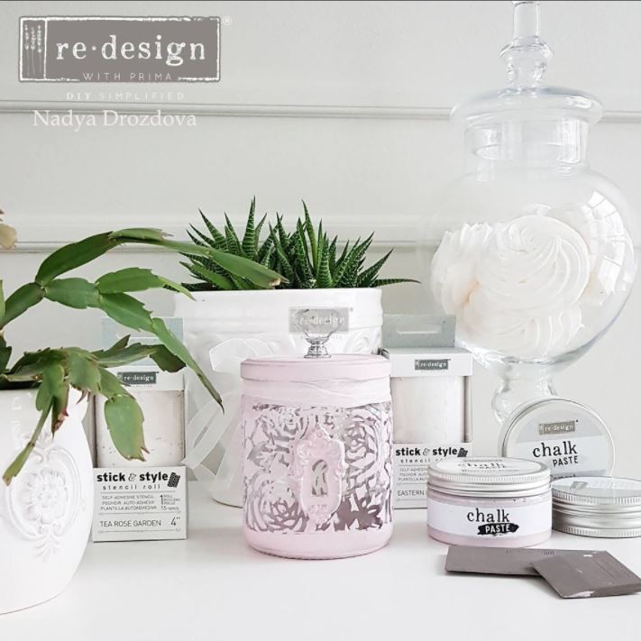 Re Design Schablon STICK & STYLE Tea Rose Garden