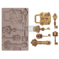 ReDesign Décor Moulds® - Silikonform - Mechanical Lock & Key (ca 13x20cm)