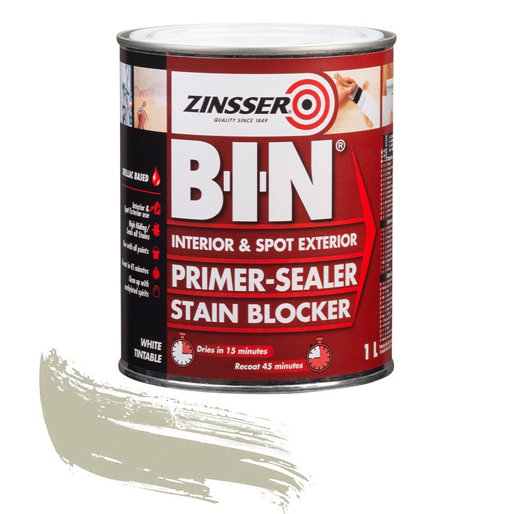 Zinsser BIN Grundfärg /  Spärrgrund / Isoleringsgrund (förhindrar genomblödning från underlaget)