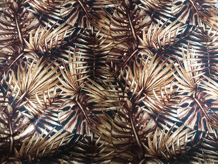 Boel & Jan Textil Metervara - Leaf Bonanza Rost/Blå