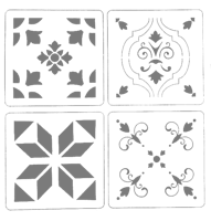 Autentico Schablon - French Tiles Set 4 á ca 12x12cm