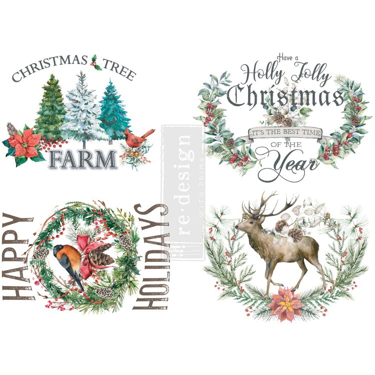 TRANSFER - Re Design Décor Transfers® - Holly Jolly Xmass